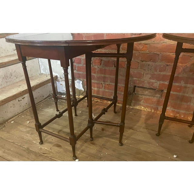 Early 20th Century Pair Petite Diminutive Mahogany Spider Leg Pad Foot Round Gateleg Tables For Sale - Image 9 of 12