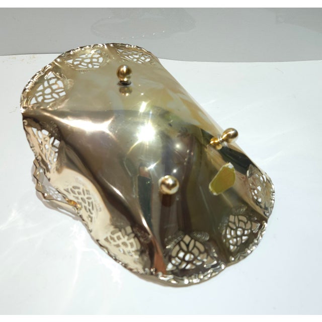 Metal 1960s Silver Plated Brass Swing Handle Basket Dish For Sale - Image 7 of 11