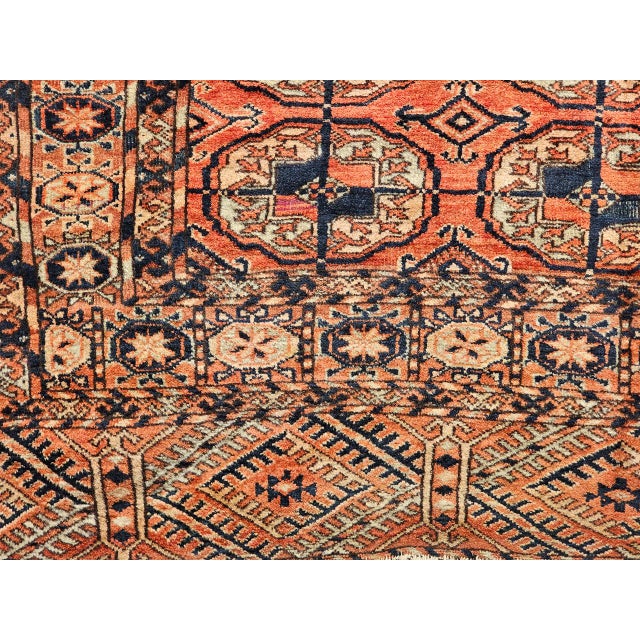 Vintage Turkmen Tekke in Allover Pattern in Brick-Red, Navy, Ivory, Blue For Sale - Image 16 of 16