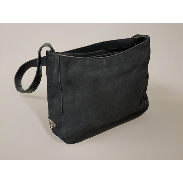 Modern 1990s Prada Canvas and Croc Leather Shoulder Bag For Sale - Image 3 of 9