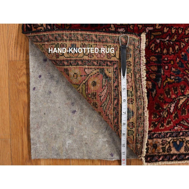 1920 2'x2'6" Jalapeno Red Mat Antique Persian Sarouk Hand Knotted Pure Wool Clean Rug For Sale In New York - Image 6 of 6