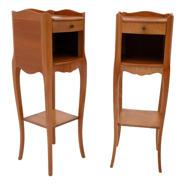 Narrow Bedside Tables, 1950s, Set of 2 For Sale