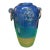 1970s Oversized Blue Ceramic Vase With Metal Ears For Sale