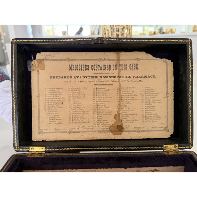 Black Antique English Homeopathic Medicine Case With 120 Glass Vials, C. 1890 For Sale - Image 8 of 11