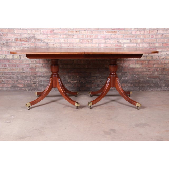 Baker Furniture Historic Charleston Banded Mahogany Double Pedestal