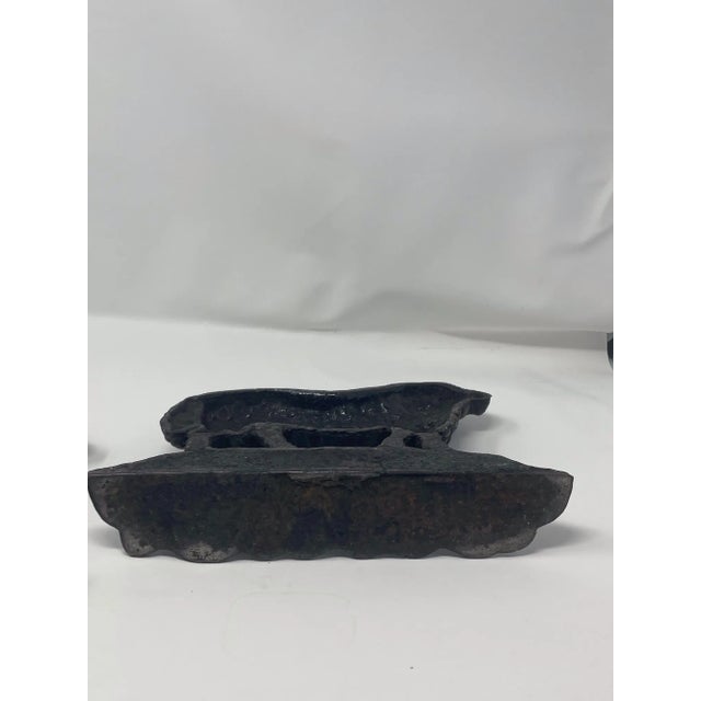 Metal Antique 19thC Cast Iron Ram Door Stops Set of 3, 2 Black 1 White Free-Standing Heavy For Sale - Image 7 of 18