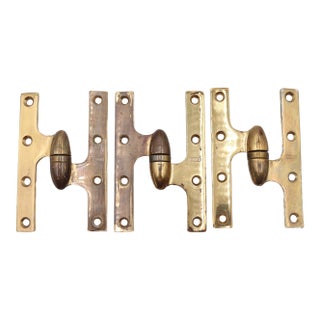 Set of Vintage 6 X 4 In. Brass Right Stanley Olive Hinges For Sale