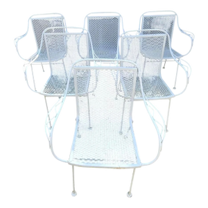 Mid 20th Century Wrought Iron Patio Chairs - Set of 6