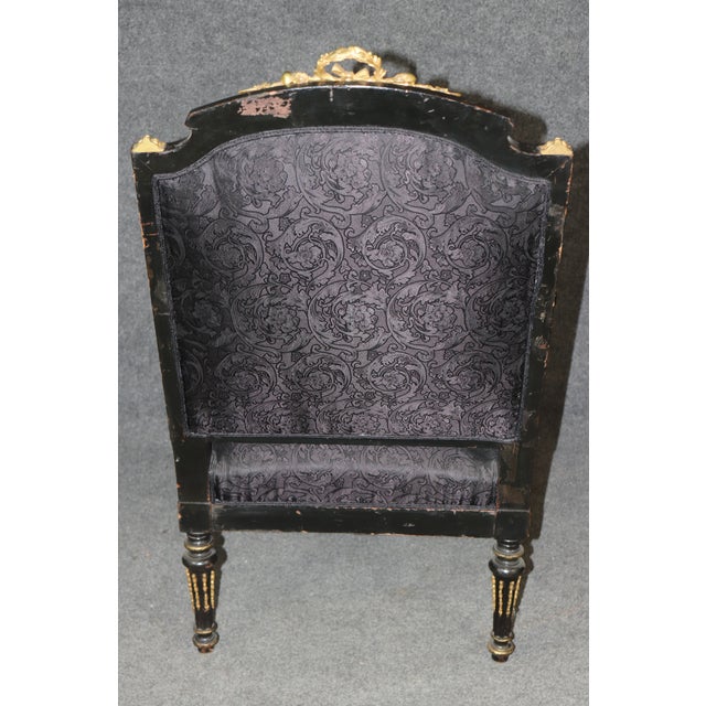Fine Quality Distressed Ebonized French Bronze Mounted Louis XVI Armchair For Sale - Image 9 of 9