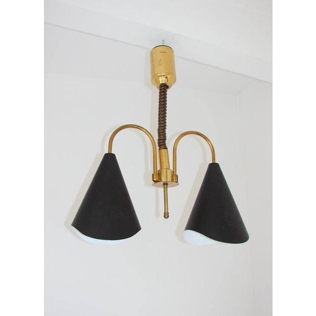 1970s Mid-Century Modern Pendant Light in Brass and Metal, 1970s For Sale - Image 5 of 13