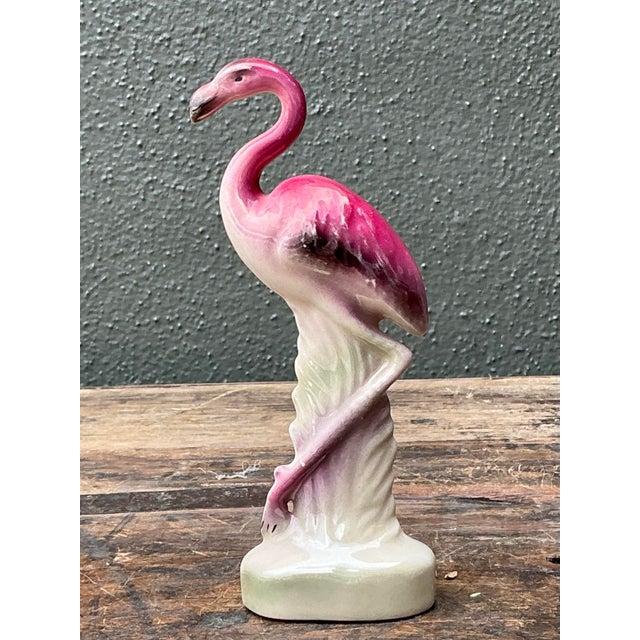 Bright Pink Vintage MCM Glazed Ceramic Flamingo For Sale - Image 8 of 12