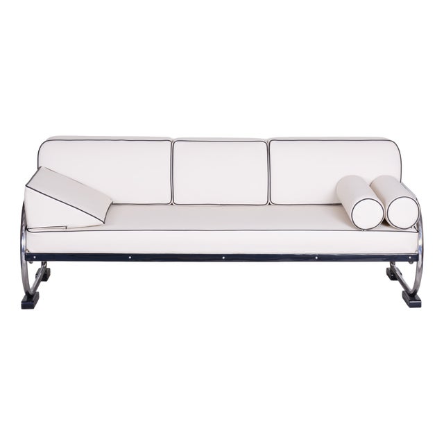 Bauhaus Sofa in Chrome, Steel, Leather by R. Slezák for Slezak Factories, Czech, 1930s For Sale