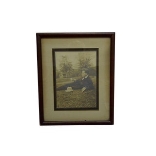 1920s Traditional Black & White Photograph, "Dapper Gent Laying in Grass" For Sale