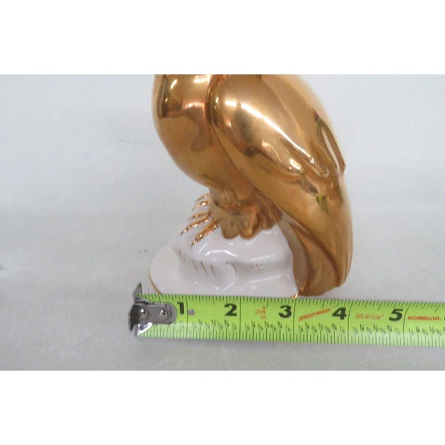 Gold Vintage Estatuaria Portugal Porcelain Gold Owl Figurine For Sale - Image 8 of 13
