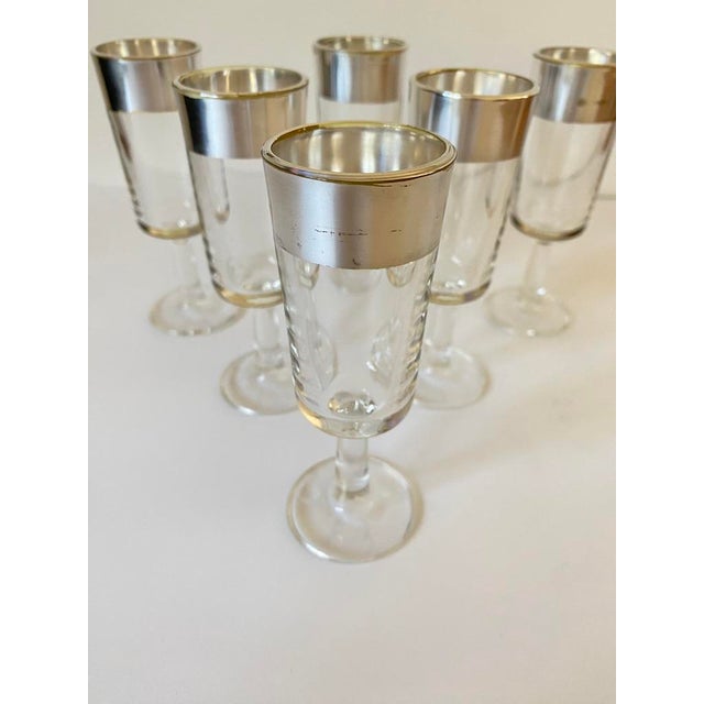 Vintage Dorothy Thorpe Sterling Silver Banded Aperitif or Port Glasses, Set of 6. Classic mid-century design and perfect...