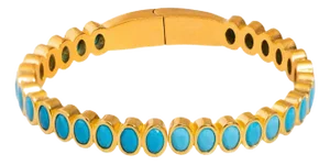 Turquoise Teardrop Gemstone & Gold Bangle Bracelet