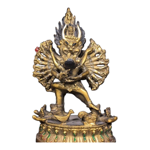 Vintage Bronze Yamantaka Statue Buddhist Wrathful Deity Vajrabhairava 7.3"