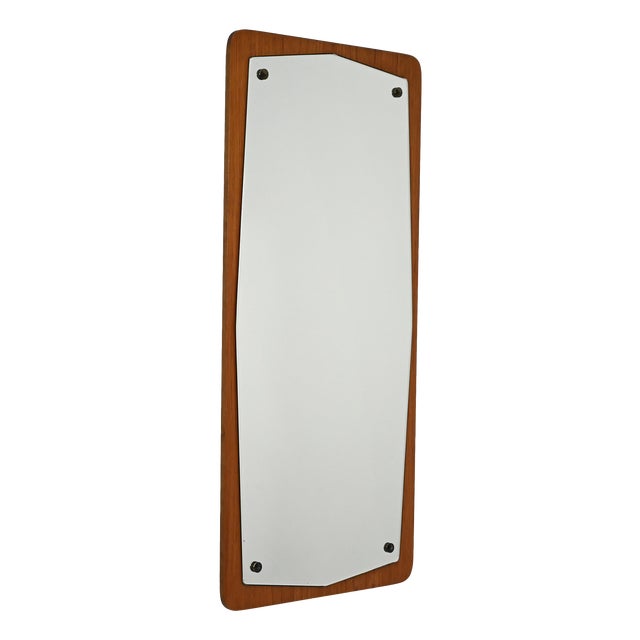 Swedish Shaped Teak Mirror, 1960s For Sale