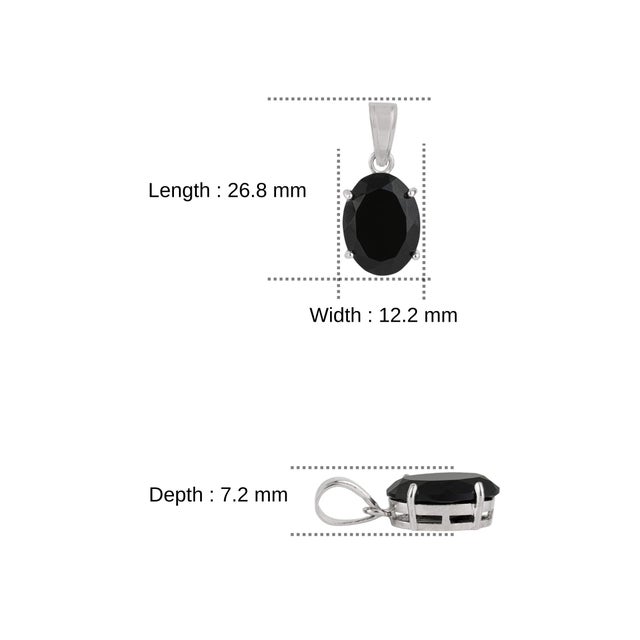 Minimalist Prong Set Oval 7.29 Ct Black Onyx Solitaire Pendant in 925 Sterling Silver For Sale - Image 9 of 12