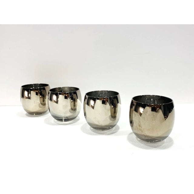 Silver C. 1960s Vintage Round Barware Whiskey Glasses With Silver Overlay- Set of 5 For Sale - Image 8 of 13