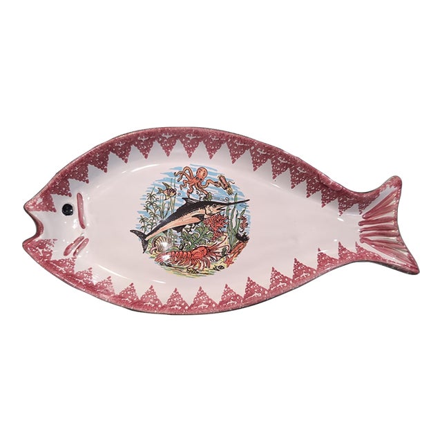 Vintage MCM Italian Oval Fish Platter For Sale
