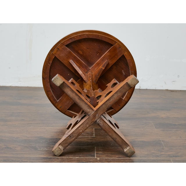 Gothic Revival English Pine Quadripod Table with Scrollwork Base, 19th Century For Sale - Image 9 of 12