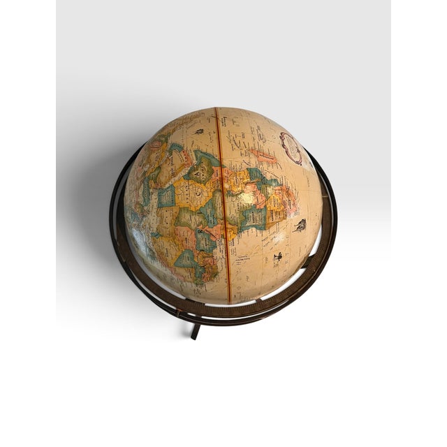 Vintage Replogle LeRoy M. Tolman World Globe on Handmade Wrought Iron Floor Stand For Sale In West Palm - Image 6 of 11