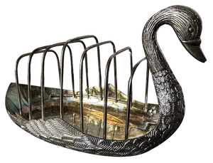 Vintage Italian Silver-Plated Swan Toast Rack, 1970s
