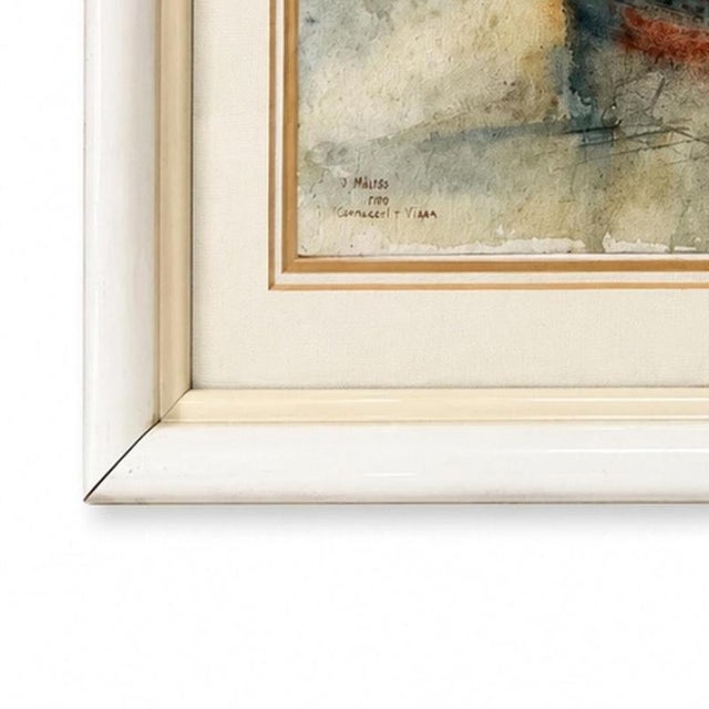 Contemporary M. Augusto, Shipyards, 1994, Watercolor For Sale - Image 3 of 6