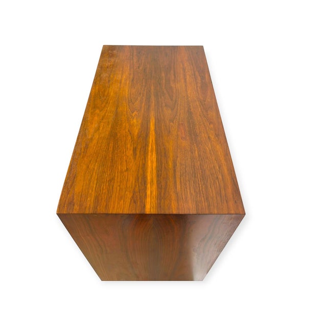Vintage Mid Century Modern Walnut Credenza Dresser & Drop-Front Secretary Desk Set. For Sale - Image 12 of 12