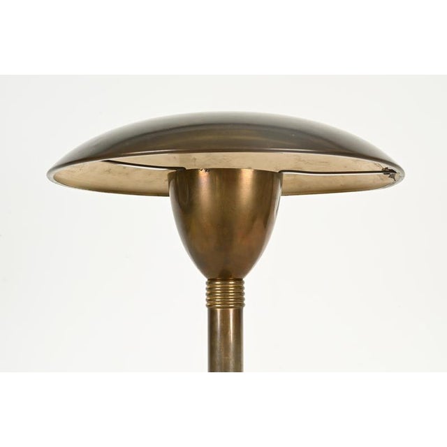 Art Deco Patinated Brass Mushroom Table Lamp, Italy, 1940s For Sale - Image 11 of 15