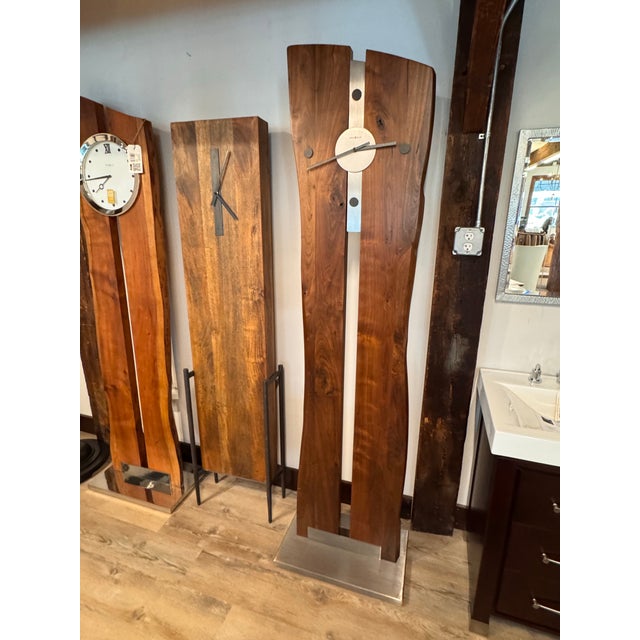 Howard Miller Howard Miller Enzo Live-Edge Walnut Floor Clock For Sale - Image 4 of 7