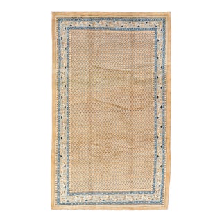 Vintage Handmade Persian Tan Geometric Wool Rug 5'1" X 8'7" For Sale