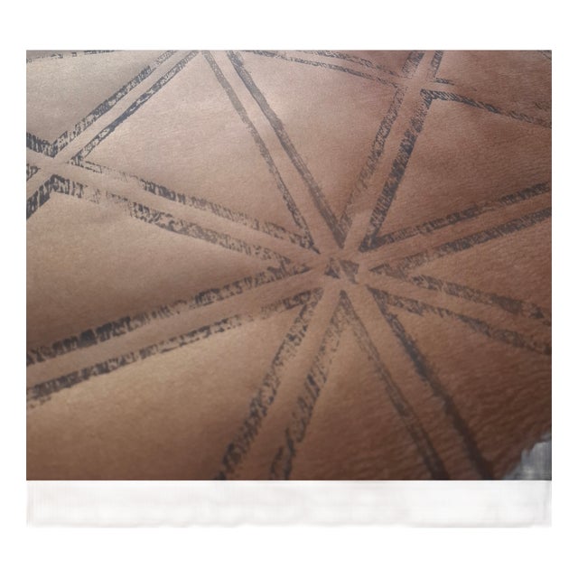New Handmade Wallpaper With Metallic Geometric Pattern on Paper-Textile Runo For Sale