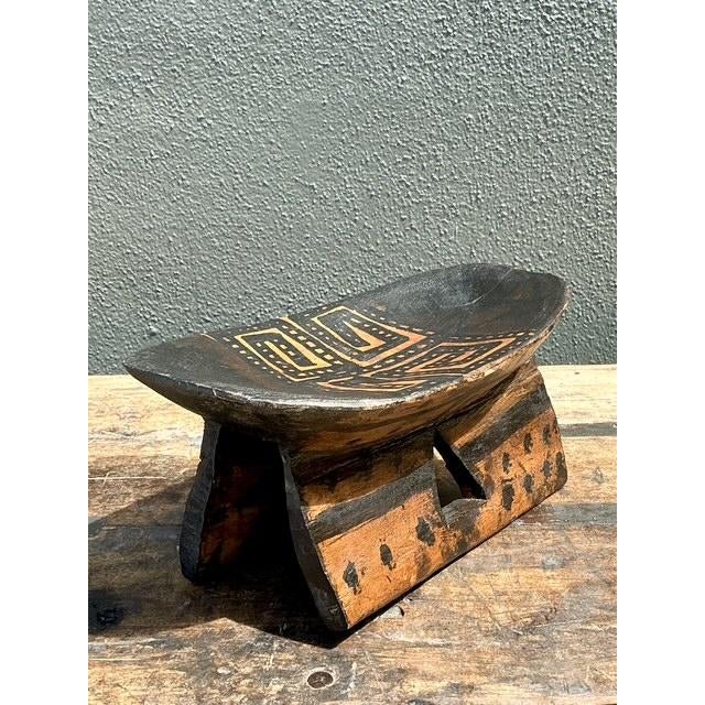Vintage Brazilian Hand Painted Head Rest For Sale - Image 4 of 12