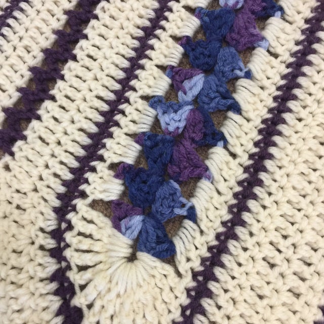 Purple & Blue Moroccan Inspired Hand Made Throw For Sale - Image 4 of 7