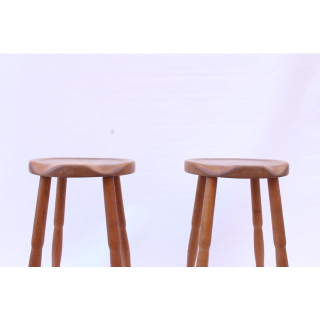 Rustic Oak Bar Stools, Set of 2 For Sale - Image 3 of 18