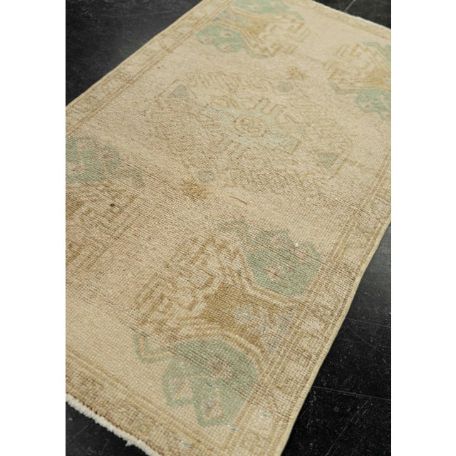 Textile Turkish Mini Rug Oriental Hand Knotted Vintage Rug 1'7" x 2'11" #21201 For Sale - Image 7 of 8