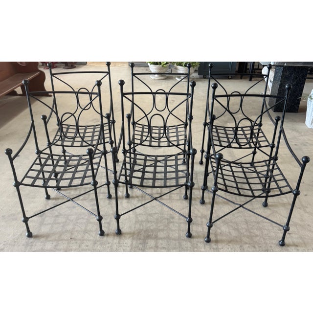 Mid 20th Century Set of Six Italian Wrought Iron Armchairs, Attributed to Mario Papperzini, 1960s For Sale - Image 5 of 18