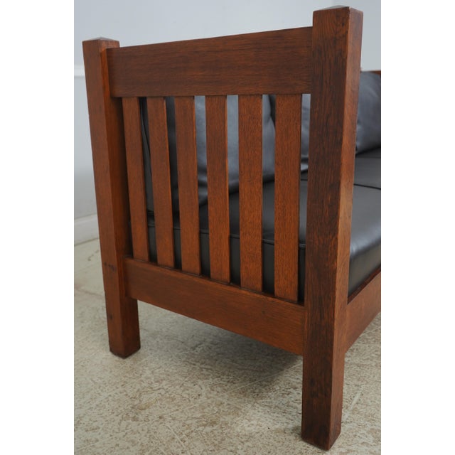 Quaker Quaker Mission Craft Stickley Style Vintage Mission Oak Sofa For Sale - Image 4 of 12