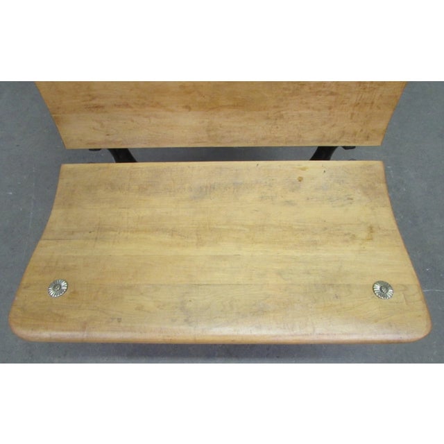Traditional Antique Wood School Row Seat & Desk Combo For Sale - Image 3 of 10