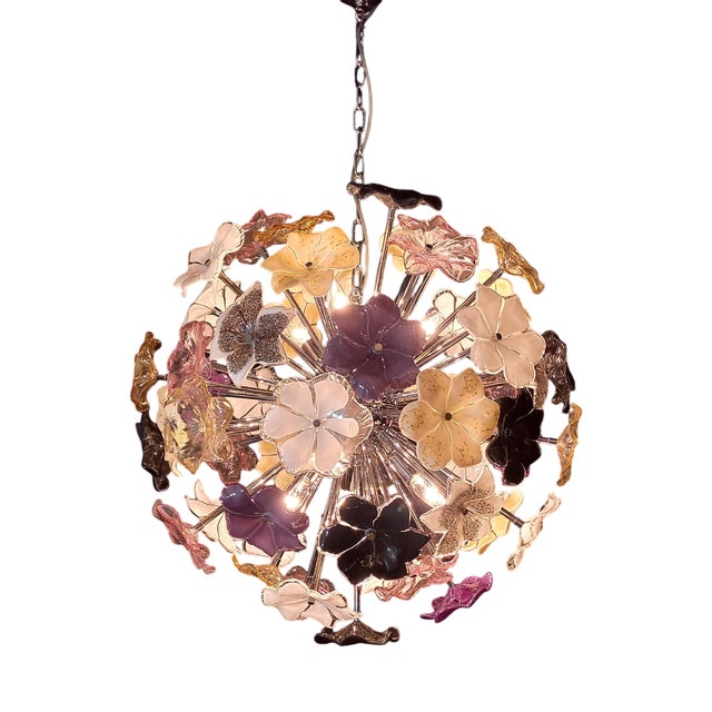 Vintage Sputnik Murano Glass Pendant in the style of Venini, Venice, Italy, 1970s For Sale