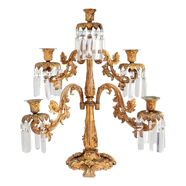 Late 19th Century Napoleon III Ormolu 5-Branch Candelabrum For Sale