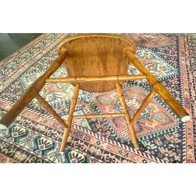 Set 4 Birdcage Chairs Farmhouse-Chic Solid Maple 1860s Plank Seats Spindle Backs For Sale - Image 4 of 10
