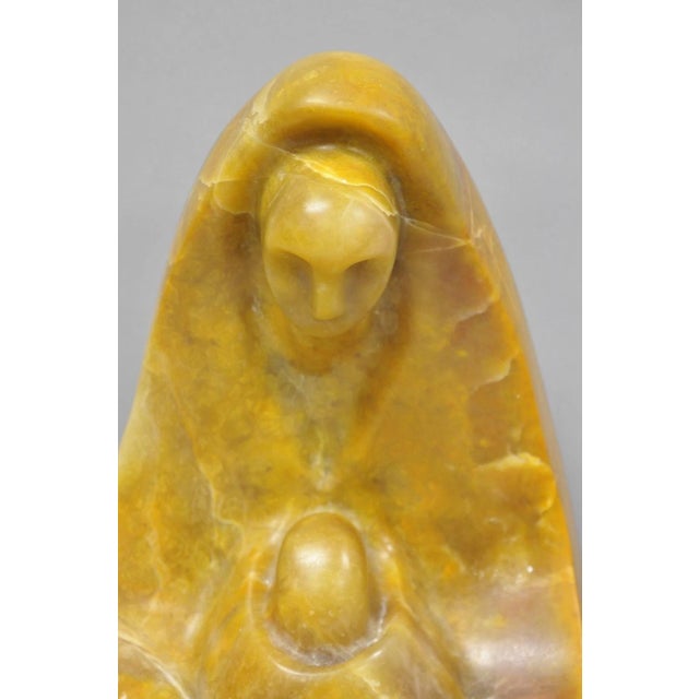 Traditional Vintage Seymour Shuren Modern Carved Alabaster Mother & Child Figure Sculpture For Sale - Image 3 of 17