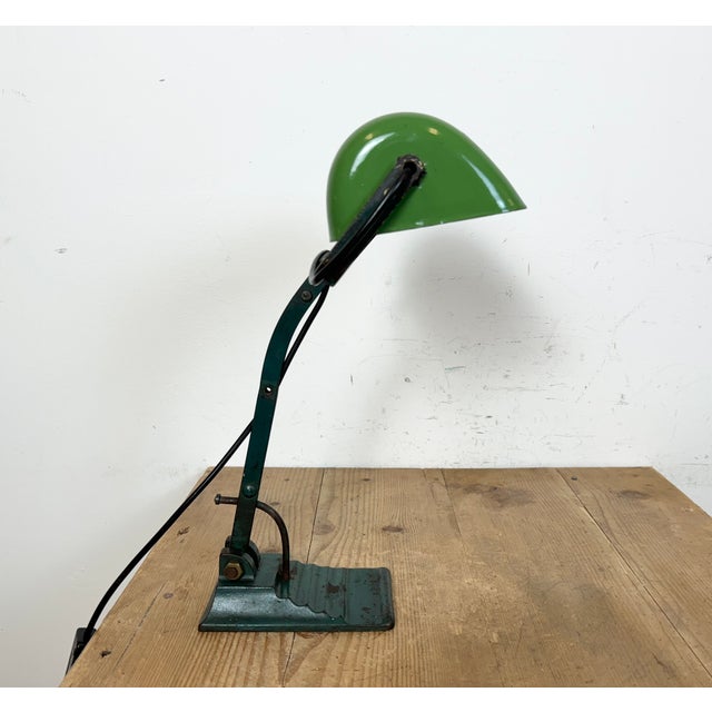 Vintage Green Enamel Bank Lamp, 1950s For Sale - Image 9 of 18