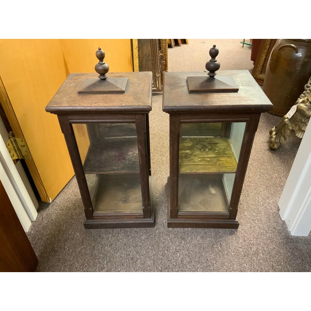 Late 19th Century Pair of Antique Victorian Wood Display Cabinets For Sale - Image 9 of 9