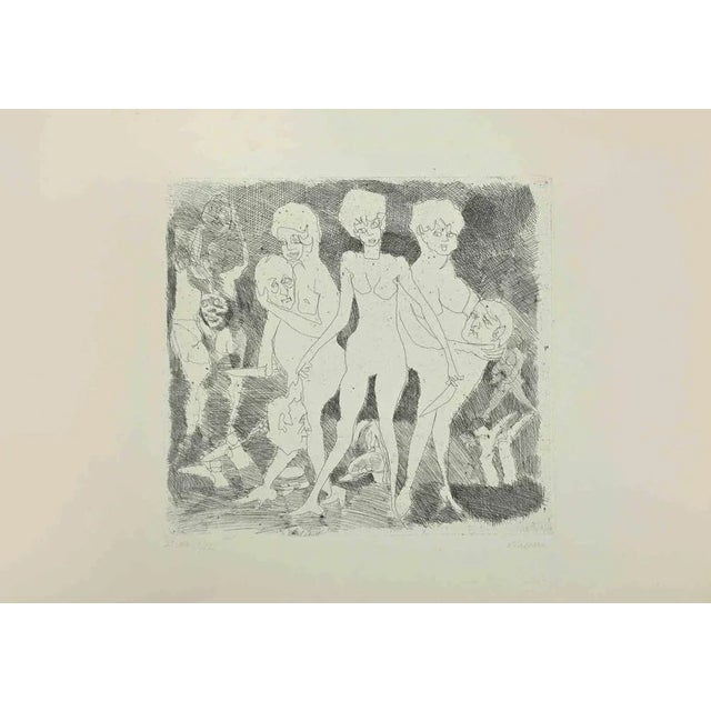 Mid-20th Century. Hand-signed in the lower right part. Numbered. Edition 1/12. Good conditions. Mino Maccari (Siena,...