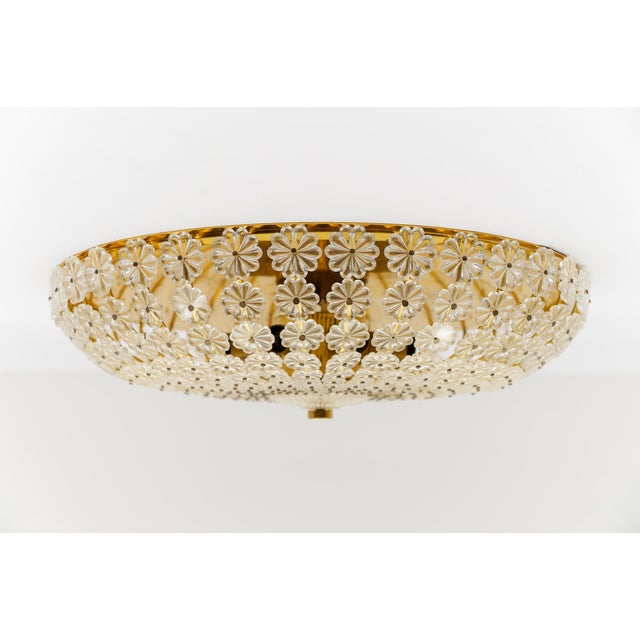 Mid-Century Modern Large Crystal Flower Flush Mount, Austria, 1960s For Sale - Image 3 of 11