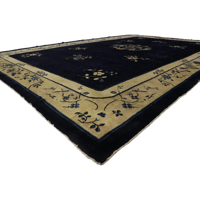 Chinoiserie Early 20th Century Early 20th Century Rustic Antique Chinese Peking Rug - 12'02 X 18'02 For Sale - Image 3 of 10